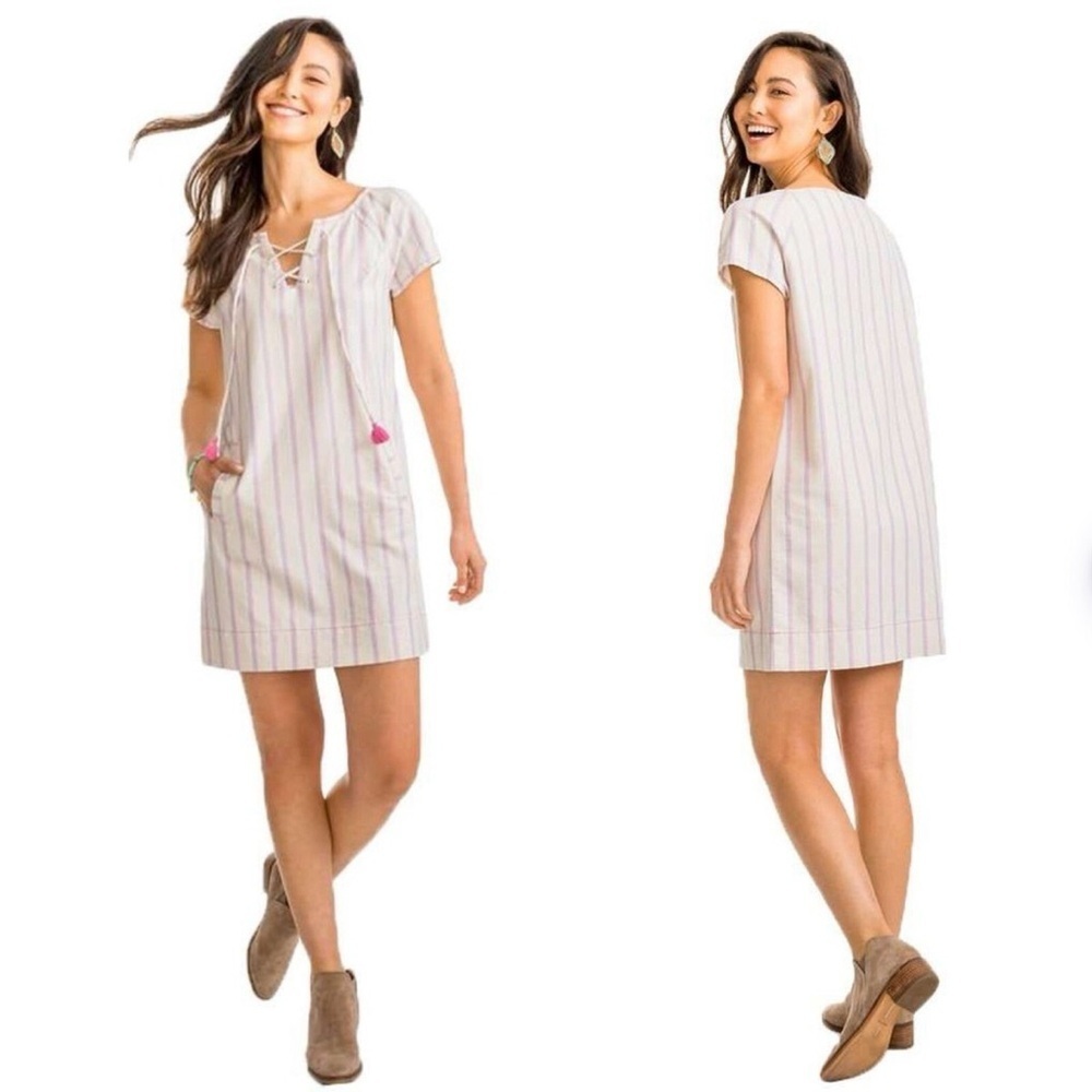 Southern Tide Pink and Cream Striped Garment Dress